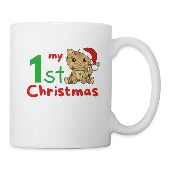 Chat de Noël Chats mon 1er Noël - Mug blanc - blanc - Droite