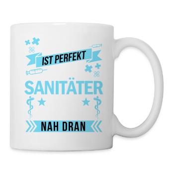 Niemand ist perfekt als Sanitäter nah dran funny - Tasse - Weiß - Rechts