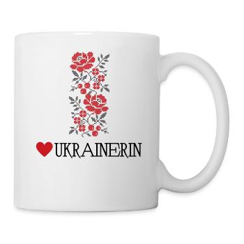 Ukrainerin Mann Patriotischer Herzstickerei - Tasse - Weiß - Rechts