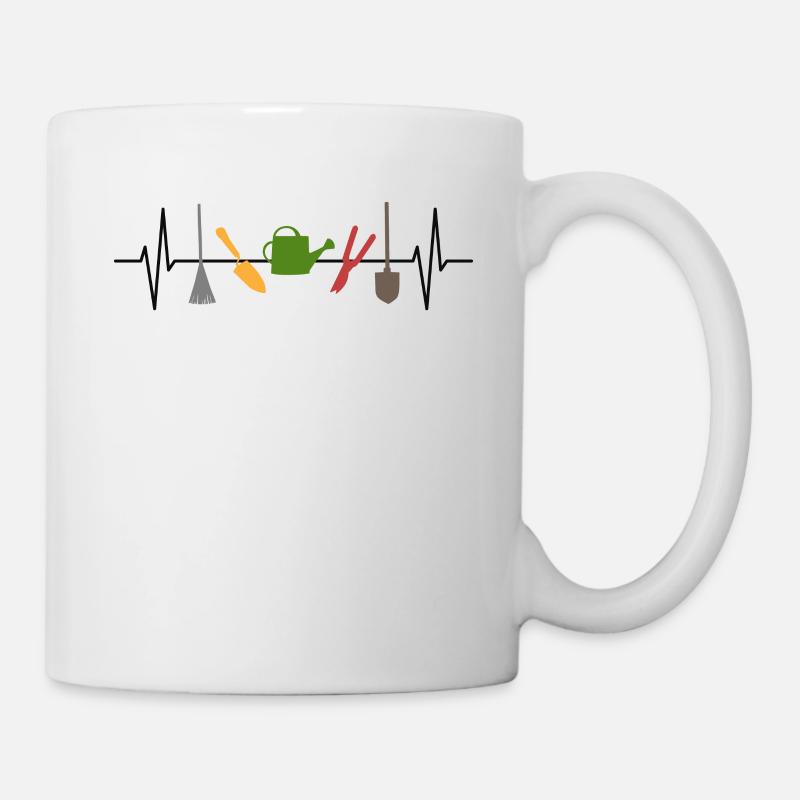 Garten Hobby Gärtner Herzschlag Linie Geschenkidee - Tasse - Weiß
