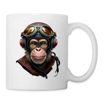 Schimpanse - Affe - Tasse - Weiß - Rechts