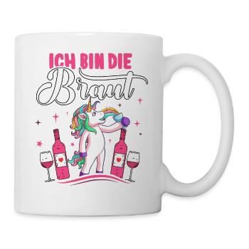 JGA Braut T-Shirt Junggesellinnenabschied Braut - Tasse - Weiß - Rechts