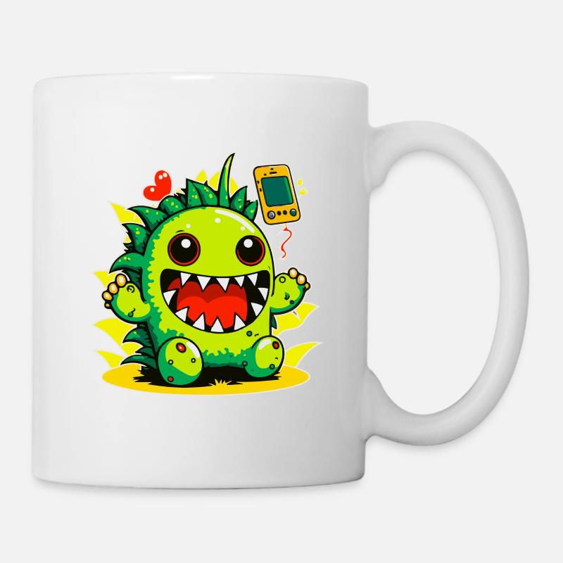 Monster Crash - Monstre dinosaure vert effronté - Mug blanc - blanc