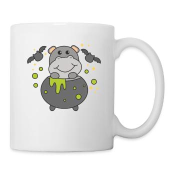 Hippo Happy Halloween Cauldron Bat - Mug - white - Right