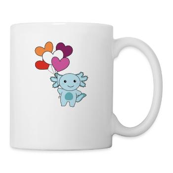 Lesbische Flagge Ballon Herzen Pride LGBTQ Axolotl - Tasse - Weiß - Rechts