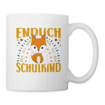 Einschulung Endlich Schulkind Mädchen - Tasse - Weiß - Rechts