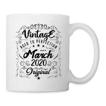 Vintage Né(e) en Mars 2020. anniversaire mars 2020 - Mug blanc - blanc - Droite