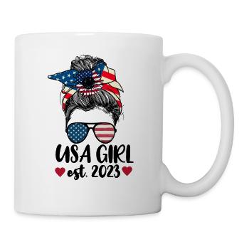 Us Citizen 2023 Shirt, Messy Bun Girl, US Citizens - Mug - white - Right