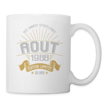 Août 1988 35 Ans Anniversaire Vintage Cadeau - Mug blanc - blanc - Droite