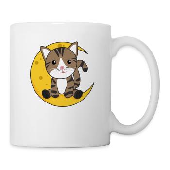 Moon cat cute animals for kids for the night - Mug - white - Right