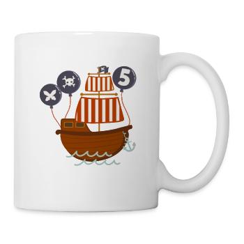 5 Years Young Birthday Motif Pirate Ship - Mug - white - Right
