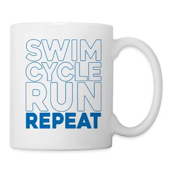 Triathlon Swim Cycle Run Repeat Blue Edition - Tasse - Weiß - Rechts