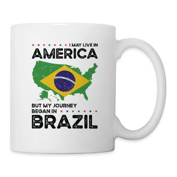 Né: Brésil, Brésil, Américain, États-Unis - Mug blanc - blanc - Droite