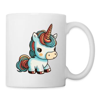 Licorne colorée douce mignonne bande dessinée bande dessinée - Mug blanc - blanc - Droite