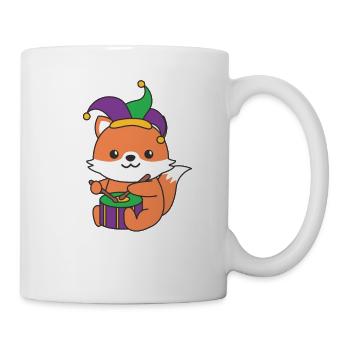 Fasching Fuchs mit Trommel Faschings Kostüm - Tasse - Weiß - Rechts