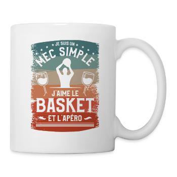 Je Suis Un Mec Simple J'aime Le Basket Et L'Apéro - Mug blanc - blanc - Droite