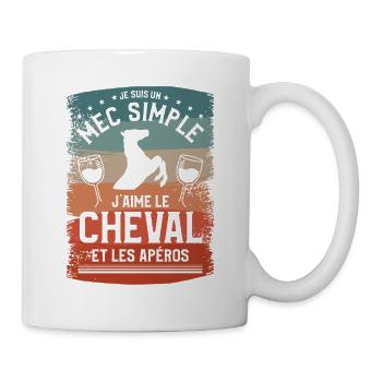Je Suis Un Mec Simple J'aime Le Cheval Et L'Apéro - Mug blanc - blanc - Droite