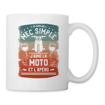 Je Suis Un Mec Simple J'aime La Moto Et L'Apéro - Mug blanc - blanc - Droite