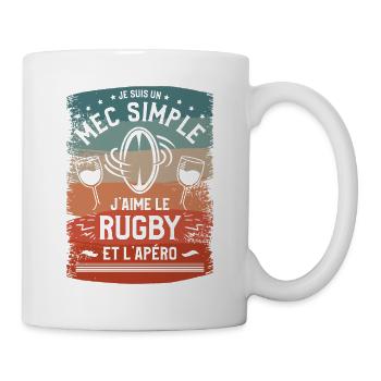 Je Suis Un Mec Simple J'aime Le Rugby Et L'Apéro - Mug blanc - blanc - Droite