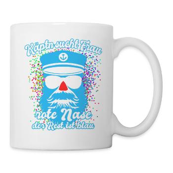 Fastnacht - Fasching - Karneval - Kapitän - Spruch - Tasse - Weiß - Rechts