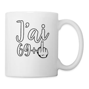 Ich bin 69 Plus 1 Mittelfinger 70. Geburtstag - Tasse - Weiß - Rechts
