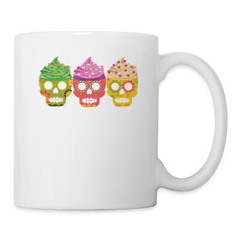 Niedliche Zuckerschädel-Cupcakes Lustige Cinco De - Tasse - Weiß - Rechts