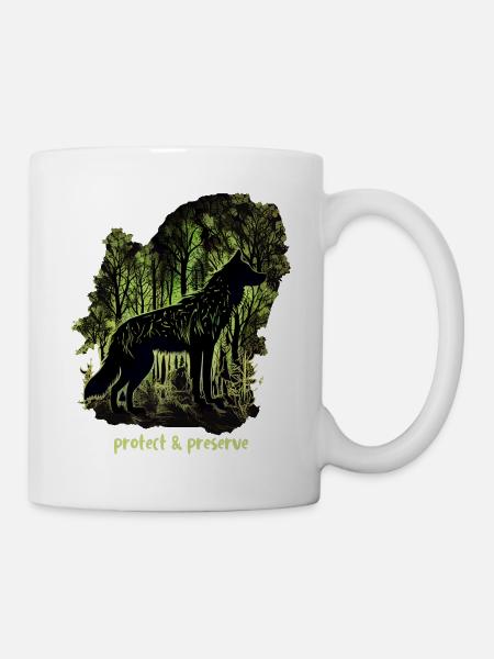 Wölfe Silhouette Naturschutz Tierschutz Wolf - Tasse - Weiß