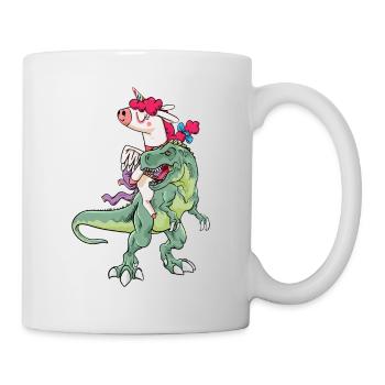 Einhorn reitet T-Rex - Tasse - Weiß - Rechts