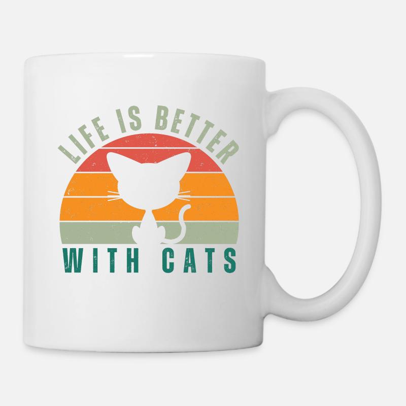 Life is better with cats - Mug - white