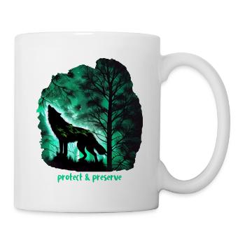 Wölfe Silhouette Naturschutz Tierschutz Wolf - Tasse - Weiß - Rechts