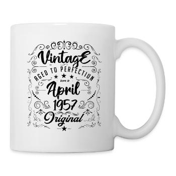Jahrgang geboren im April 1957. Geburtstag April. - Tasse - Weiß - Rechts