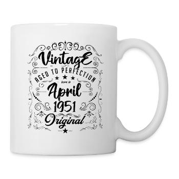 Jahrgang geboren im April 1951. Geburtstag April. - Tasse - Weiß - Rechts