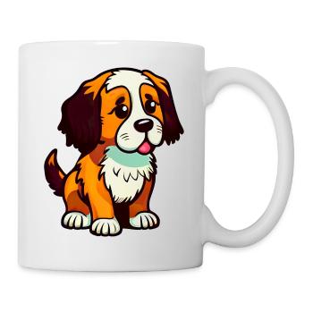 Süßer Hund, Cartoon, sitzend, Cute Dog, rechts - Tasse - Weiß - Rechts