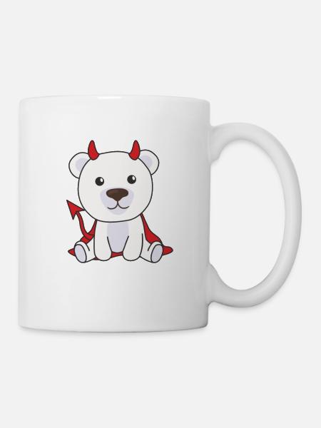 Eisbär Halloween süßer Teufel Kinder Hexen Kostüm - Tasse - Weiß