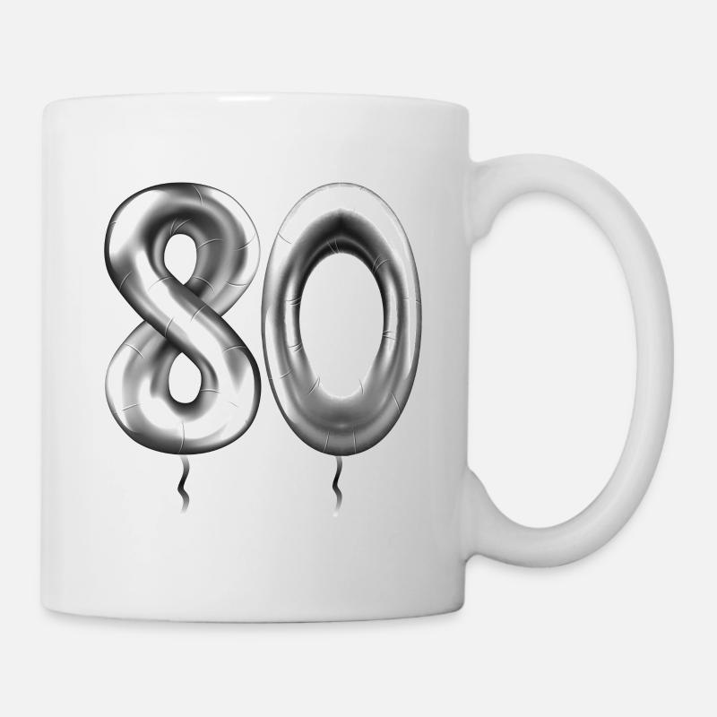 80e anniversaire ballons d’anniversaire 80 ans - Mug blanc - blanc