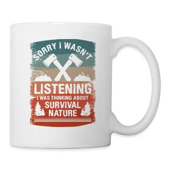 Je pensais au camping nature de survie - Mug blanc - blanc - Droite