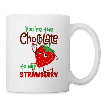 Combinaison fraise chocolat Mangez de la nourriture délicieuse - Mug blanc - blanc - Droite