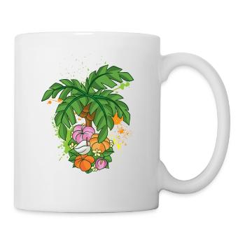 Palm Flowering Plant Summer Outfit Holiday Costume - Mug - white - Right