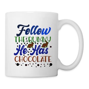 Folge dem Osterhäschen - es hat Schokolade - Tasse - Weiß - Rechts