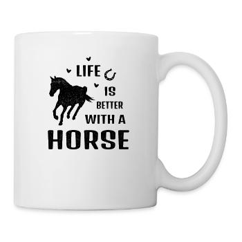 Life is better with horse rider design - Mug - white - Right
