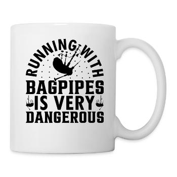 Running With Bagpipes Is Very Dangerous - Bagpiper - Mug - white - Right