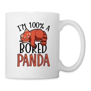 Roter Panda Gelangweilt Niedliches Tier Faulenzer - Tasse - Weiß - Rechts