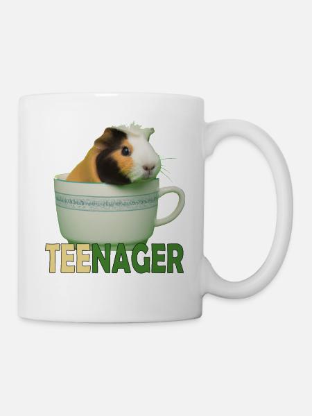 teenager, Merrschweinchen, witzige Wortspiel - Tasse - Weiß