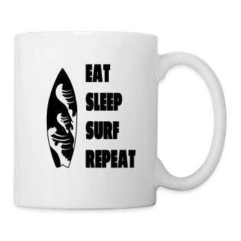 Surfer Surferin surfen Wellenreiten Surfbrett - Tasse - Weiß - Rechts