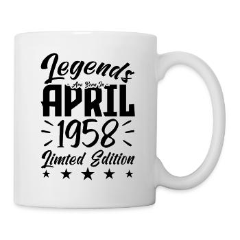 Geboren im April 1958. Geburtstagsgeschenk. - Tasse - Weiß - Rechts