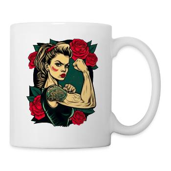 Strong Woman Mother Roses Mother's Day Gift - Mug - white - Right