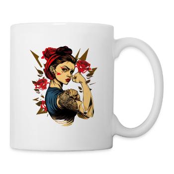 Strong Woman Mother Roses Mother's Day Gift - Mug - white - Right