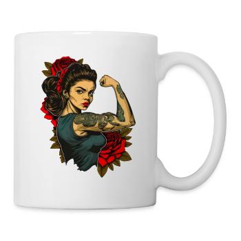 Strong Woman Mother Roses Mother's Day Gift - Mug - white - Right