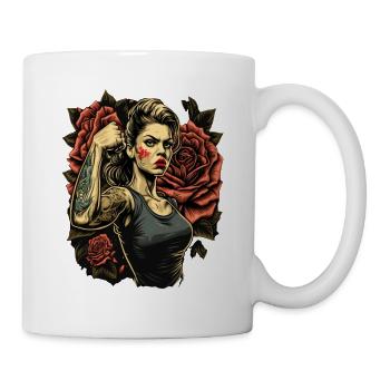 Strong Woman Mother Roses Mother's Day Gift - Mug - white - Right