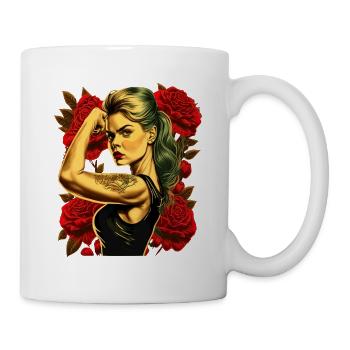 Strong Woman Mother Roses Mother's Day Gift - Mug - white - Right